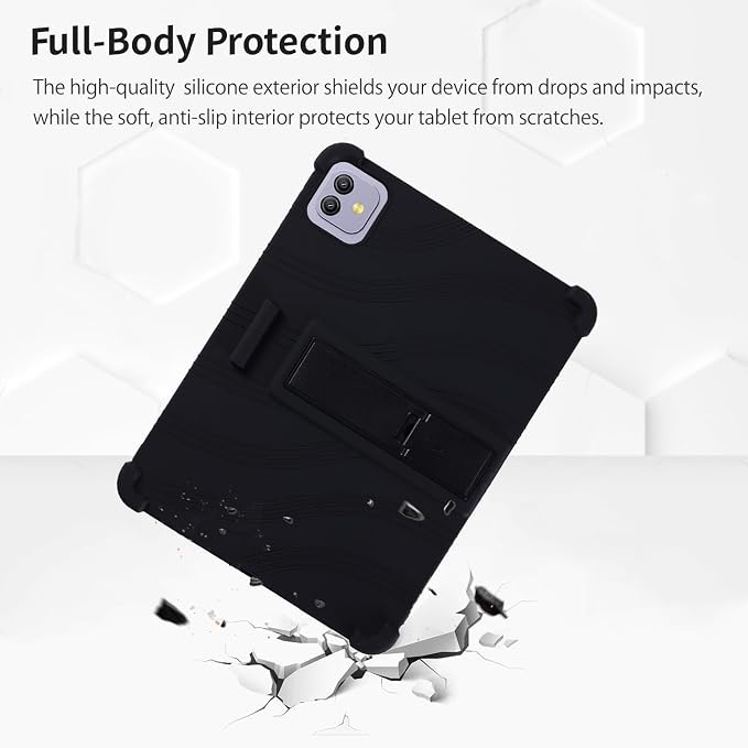 Case for Blackview Link 8 12.7-Inch Tablet – Shockproof Silicone Protective Cover with Kickstand Drop-Resistant Business Style (Black)