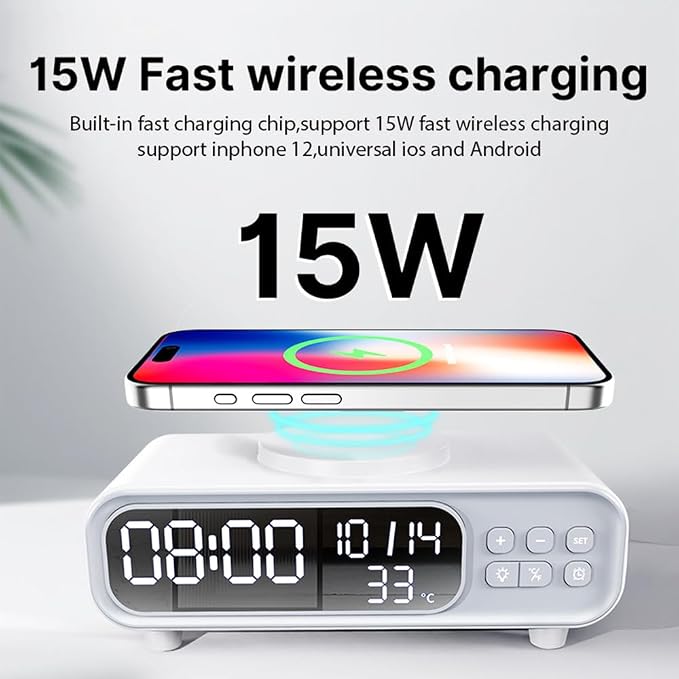 IHAO 3in1 Multifunctional Foldable Wireless Charging Station with LED Ambient Night Light Fast QC3.0 Charger for Phone iWatch Headphone Space-Saving Auto-Shutoff &amp Overcharge Protection-Black