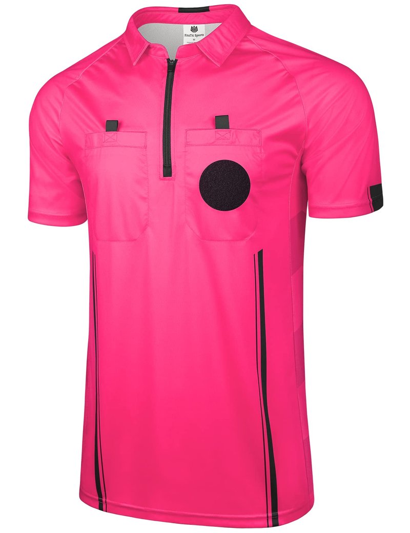 FitsT4 Sports Pro Soccer Referee Jersey Short Sleeve Ref Shirts New-Pink 3X-Large