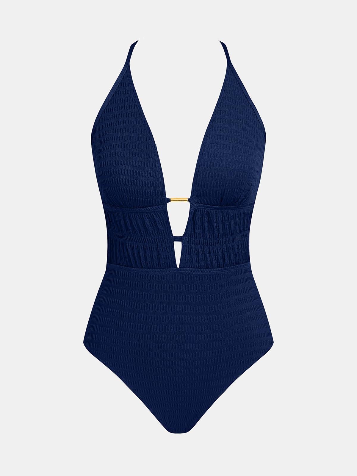 CUPSHE Women's One Piece Swimsuit Plunging Neck Cutout Monokini Textured, M