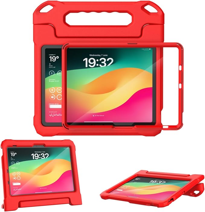 Kids Case for New iPad (A16) 11th Generation 11 inch 2025 iPad 10th Generation 10.9 2022 - Shockproof Handle Bumper Stand Cover with Built-in Screen Protector &amp Pencil Holder Tablet Case (Black)