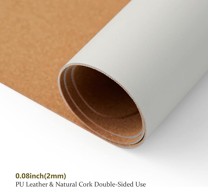Cork Desk Mat - Small Dual-Sided Desk Pad for Office and Home - Desk Organization and Accessories - Ideal for Large Mouse Pad and Small Desk Mats on Top of Desks(White,23.6"x 13.8")