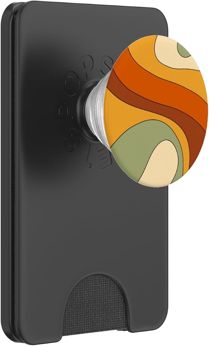 Retro Liquid Swirl Rainbow 70s Aesthetic Boho Burnt Orange PopSockets Adhesive PopGrip