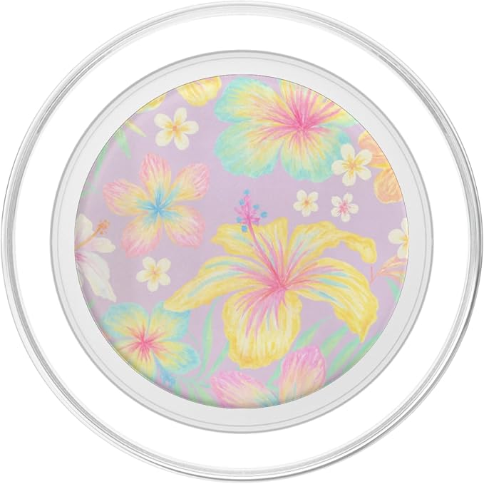 Pastel Hibiscus Floral Pattern PopSockets PopGrip for MagSafe