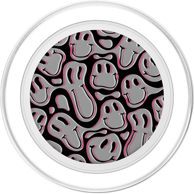 Aesthetic Trippy Grey Pink Liquid Swirl Dripping Smile face PopSockets Adhesive PopGrip