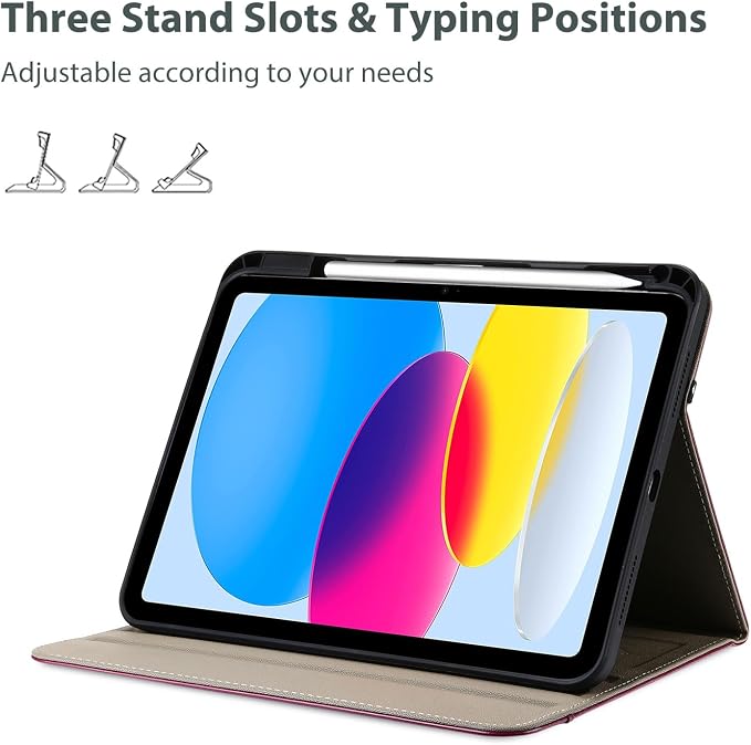 ProCase for iPad A16 11th Generation 11” 2025/iPad 10th Generation 10.9” 2022 with Pencil Holder iPad 11/10 PU Leather Case Business Stand Cover Smart Folio with Hand Strap Front Pocket -Berrypurple
