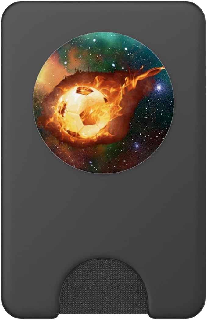 Galaxy Soccer Ball Pop Socket - Flaming Soccer Bal Futbol PopSockets Adhesive PopGrip