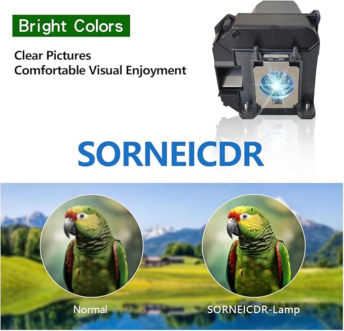 SORNEICDR ELP LP60 Replacement Projector Lamp Bulb Compatible with Epson PowerLite 420 425W 905 92 93 95 96W 1835 430 435W 915W D6150 Projector Lamp Bulb Replacement, with Housing