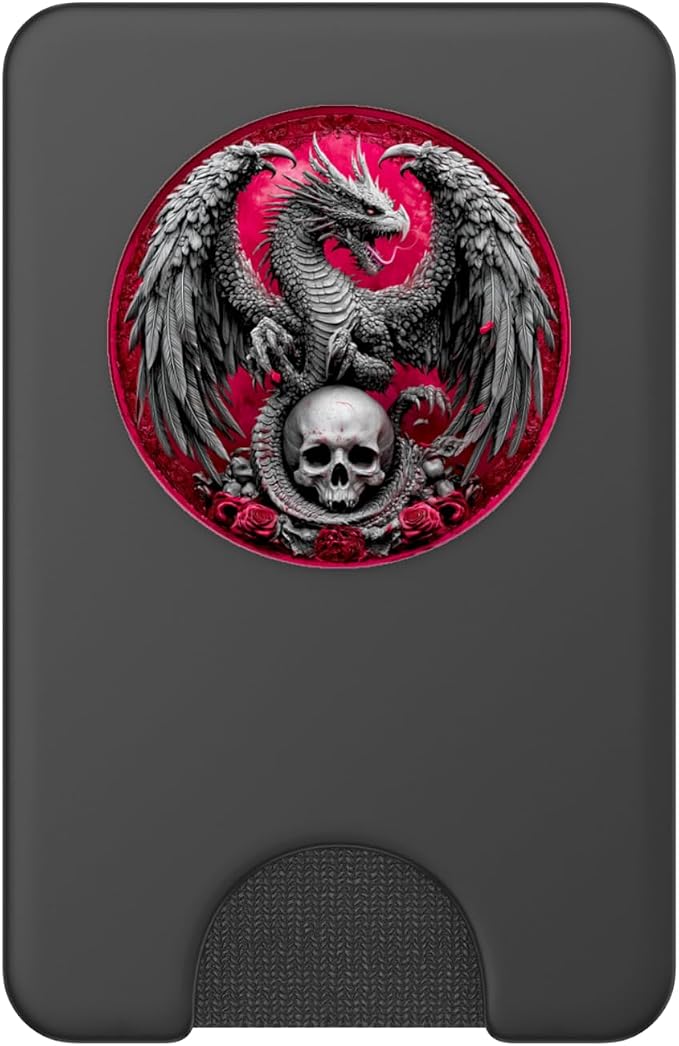 Gothic Dragon on Skull Fantasy PopSockets PopGrip for MagSafe