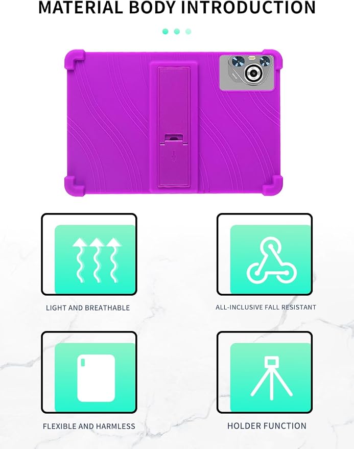 Case for Dghrti TAB30 2025 Android 14 Tablet 10.1 Inch，WUNIAK Shock Proof Lightweight Stand Rubber Shell Protective CoverKids Friendly Soft Silicone Adjustable Stand CoverBlack