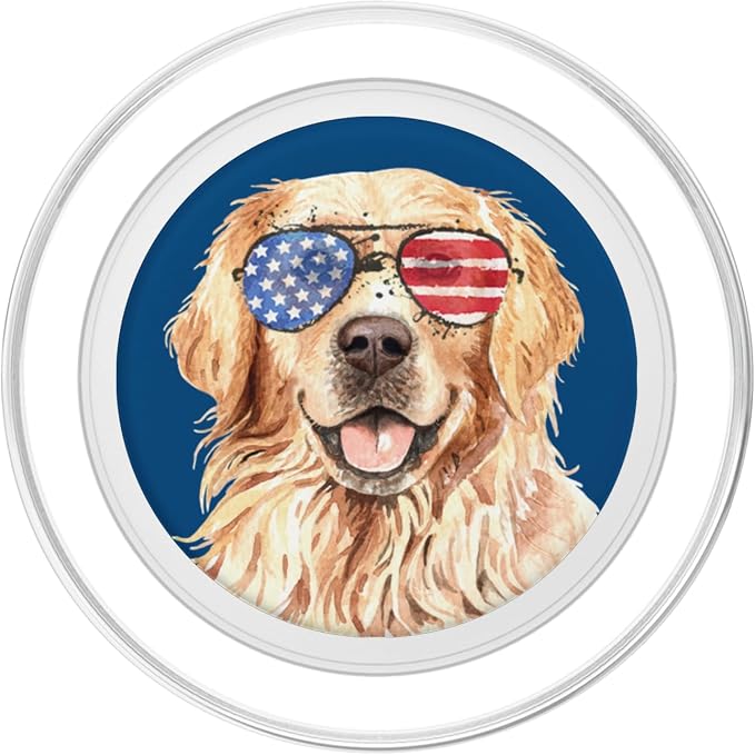 Golden Retriever Dog Face American Flag Sunglasses Patriotic PopSockets Grip and Stand for Phones and Tablets PopSockets Standard PopGrip