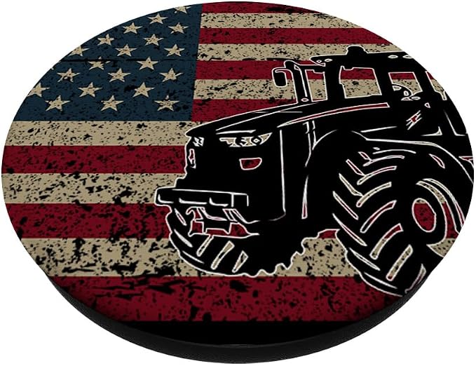 Farm Tractors America Flag I Patriotic Farming Gift Idea PopSockets Adhesive PopGrip
