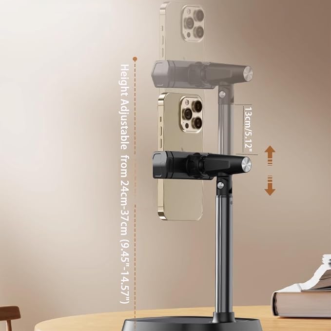 Phone Stand for Desk Angle Height Adjustable Phone Holder for Desk Universal iPhone Holder Retractable Cell Phone Stand Recording