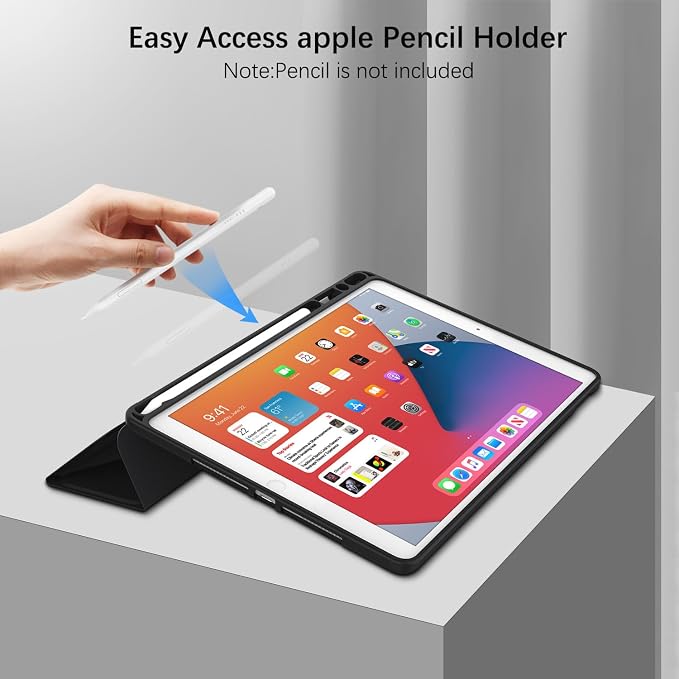 Case for iPad 6th / 5th Generation 9.7-inch iPad Air 2 /Air 1 | Smart Trifold Stand Shockproof Case with Pencil Holder Auto Wake/Sleep Cover Viewing &amp Typing Angles Black Flowers