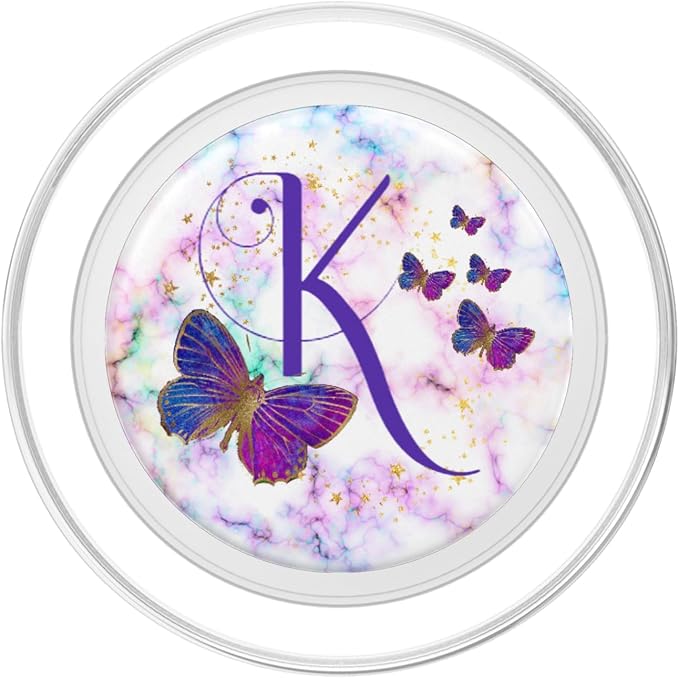 Purple Butterfly Letter K Initial Personalized Monogram PopSockets Adhesive PopGrip