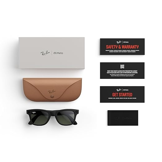 Ray-Ban Meta (Gen 1), Wayfarer, Large Matte Black | Smart AI Glasses for Men, Women — 12 MP Camera, Open-Ear Speakers, Video Recording, Bluetooth — Transitions® Clear Lenses — Wearable Technology
