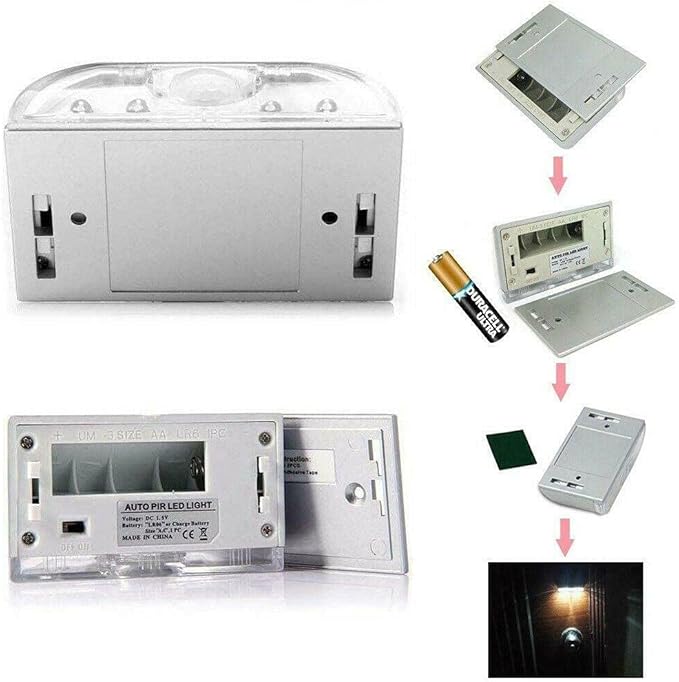 LENMO Keyhole Light Lamp Battery Operated PIR Infrared IR Wireless Auto Sensor Motion Detector Door Keyhole with 4 LED Bulbs Light Lamp Tap Lights LED Night Light for Key Hole/Door Lock