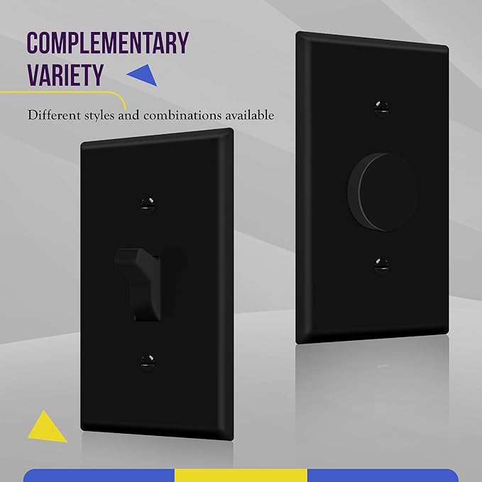 ENERLITES Toggle Light Switch Wall Plate, Gloss Finish, Standard Size 1-Gang 4.50" x 2.76", Unbreakable Polycarbonate Thermoplastic, 8811-BK-20PCS, Black (20 Pack)