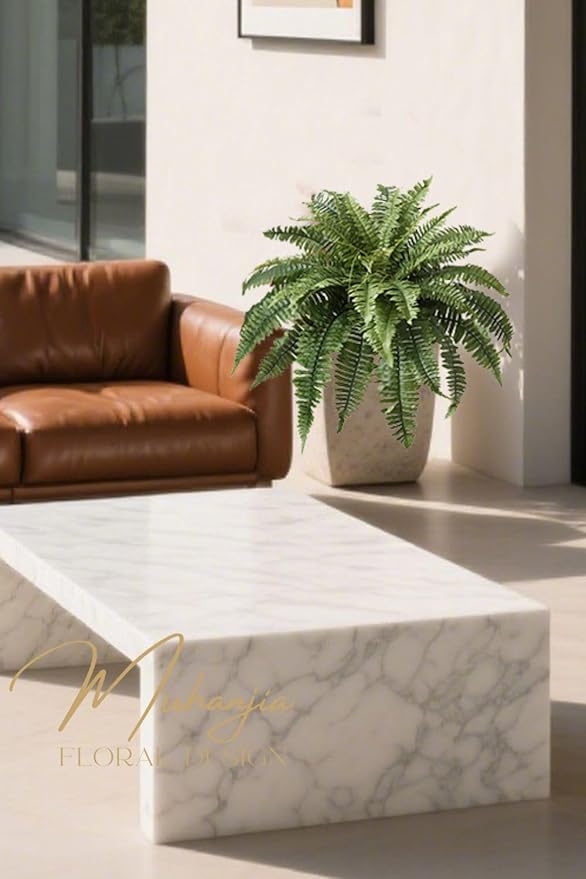 37" Silky Artificial Boston Fern Bush,Set of 2, Fake Fern Large Hanging Plant That Look Real for Outdoors Home Decor,46Branches. (37" 2pcs46Fronds)