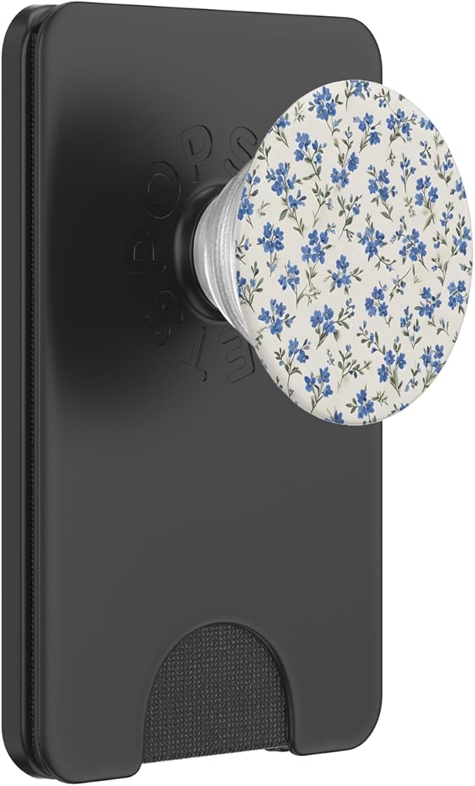 White Blue Flower Floral Pattern PopSockets Adhesive PopGrip
