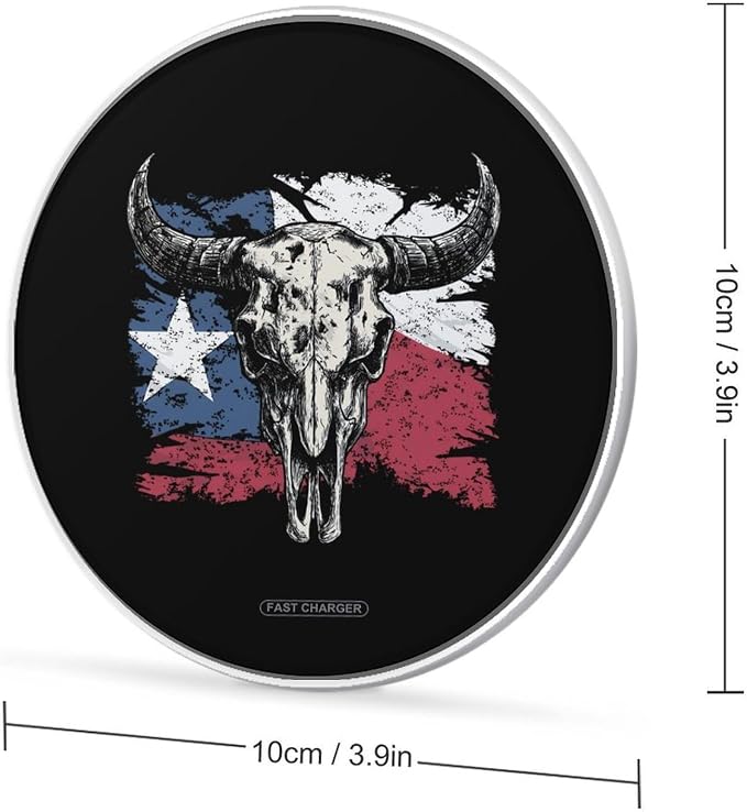 Vintage Texas Buffalo Skull Flag Wireless Charger SlimWireless Charging Pad Anti-Slip Charger Mat for Men Women