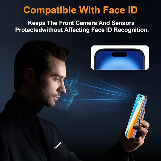 OneFish Screen Protector for iPhone 13 Pro Max / 14 Plus Privacy 4-Way 360° Anti-Spy Tempered Glass 9H Hardness HD Clear Anti-Fingerprint 3D Curved Edges Case-Friendly &amp Easy Installation