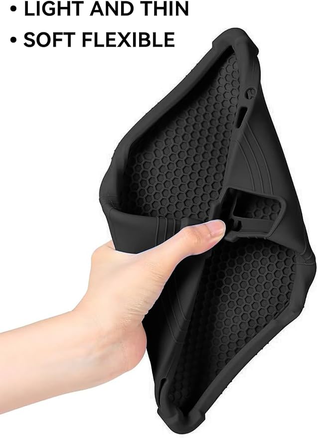 Case for TCL Tab 10L Gen 4 (Model 8483A) 10.1 Inch Tablet Soft Silicone Heavy Duty Shockproof Protective Cover with Adjustable Kickstand (Black)