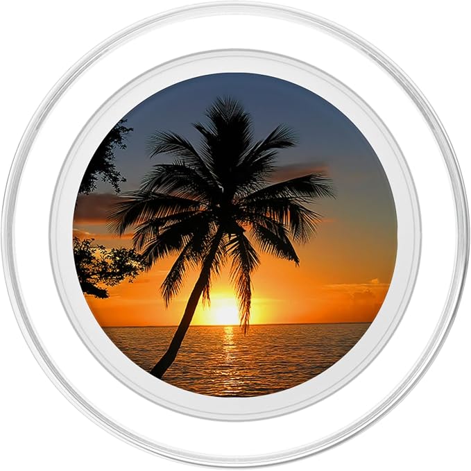 Realistic Sunset Ocean Palm Tree Photo Tropical Sunrise PopSockets Adhesive PopGrip