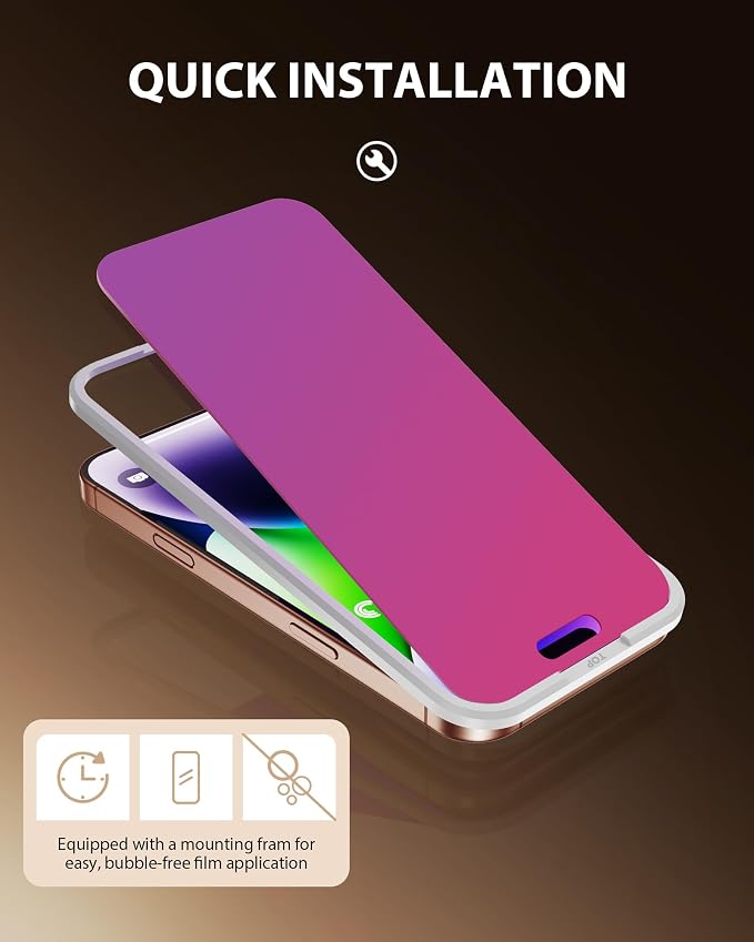 PDDKISS Compatible for iPhone 12/12 Pro Privacy Screen Protector | Pink Gradient Anti Spy Anti Blue Light HD 6.1 Inch Tempered Glass Easy Installation
