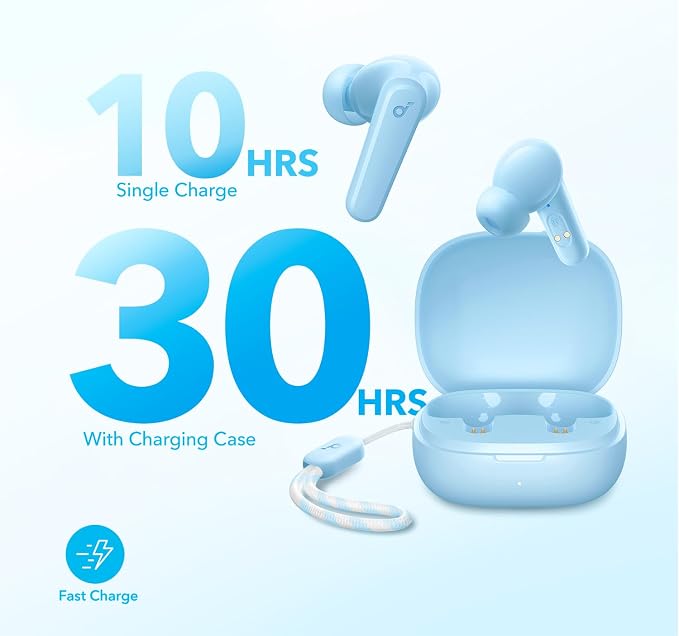 Soundcore by Anker P20i True Wireless Earbuds 10mm Drivers with Big Bass Bluetooth 5.3 30H Long Playtime Water-Resistant 2 Mics for AI Clear Calls 22 Preset EQs Customization via App