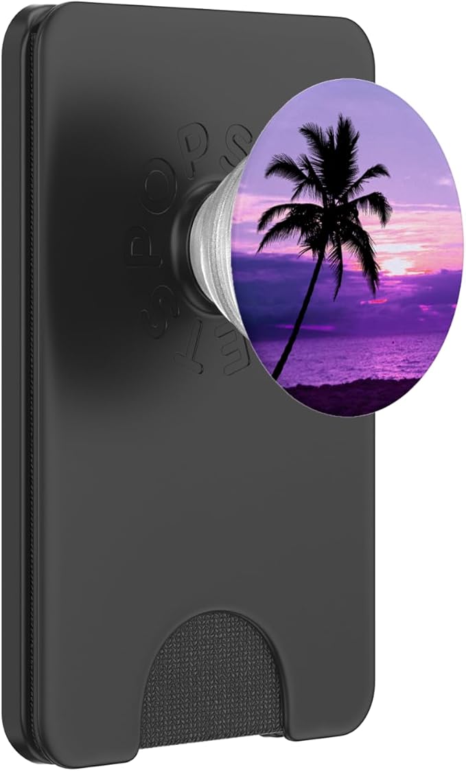 Purple Sunset Beach Palm Trees Tropical Ombre Sky Paradise PopSockets PopGrip: Swappable Grip for Phones &amp Tablets