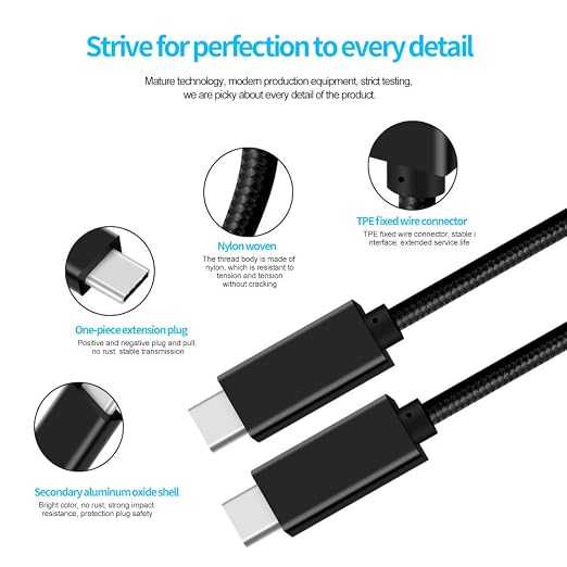 5A 100W USBC Cable - 6.6ft USB C 3.2 Gen 2 10Gbps Power Delivery Monitor Cable - PD Docking Stations Hard Drives Compatible with MacBook Pro iPad Pro 4K/5K