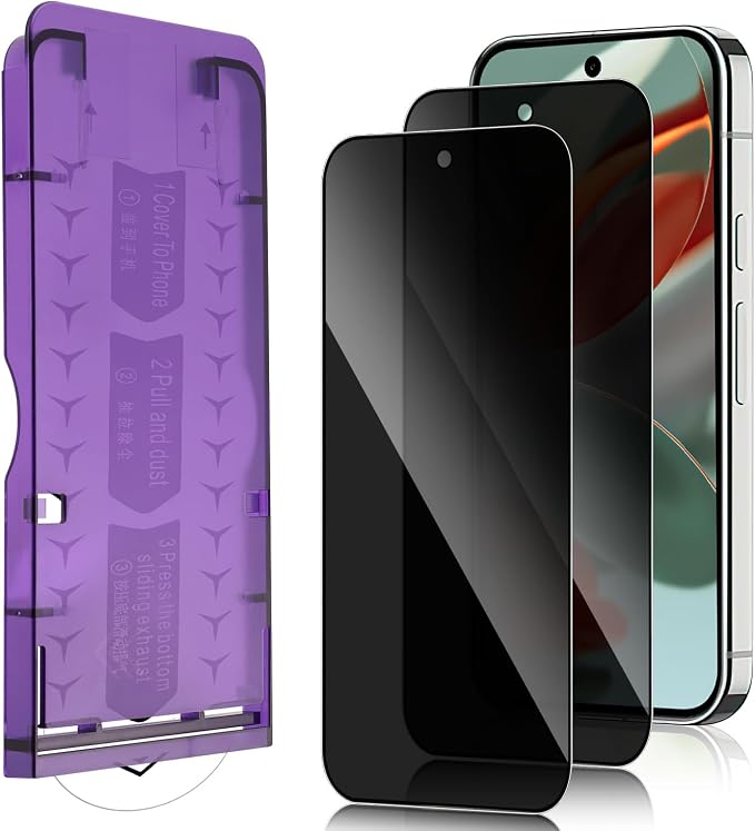 2 Pack Privacy Screen Protector for Google Pixel 9 Pro XL | [Anti-Spy Tempered Glass][Fingerprint Unlock Support][Auto Dust Remove]Bubble-FreeAnti-ScratchProtective Tempered Glass