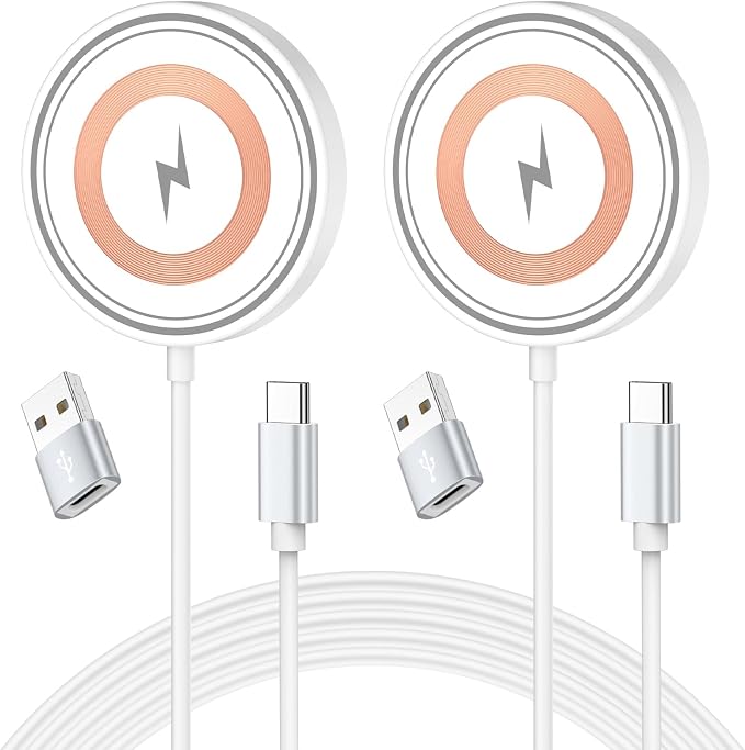 for iPhone 17e Magsafe Wireless Charger for iPhone 17 16e 16 15 14 13 12 Series &amp AirPods 2Pack Magnetic Fast Wireless Charging Pad Pixelsnap Charger with 4FT USB-C/A Ports for Google Pixel 10 Se
