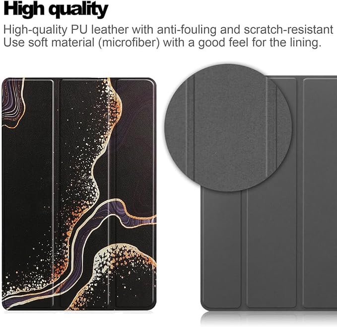 Smart Case for Lenovo Idea Tab 11 Inch 2025 (TB-336ZU/FU) Tablet | Magnetic Trifold Slim Folio PU Leather Stand Cover with Auto Sleep Wake (Black Marble)