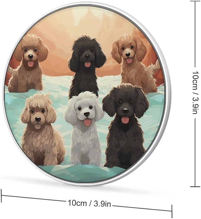 Poodles Dogs Wireless Charger Fast Charging Pad | Anti-Slip Qi Certified Wireless Charging Pad for All Phones with Wireless Charging Function for Home Office Travel