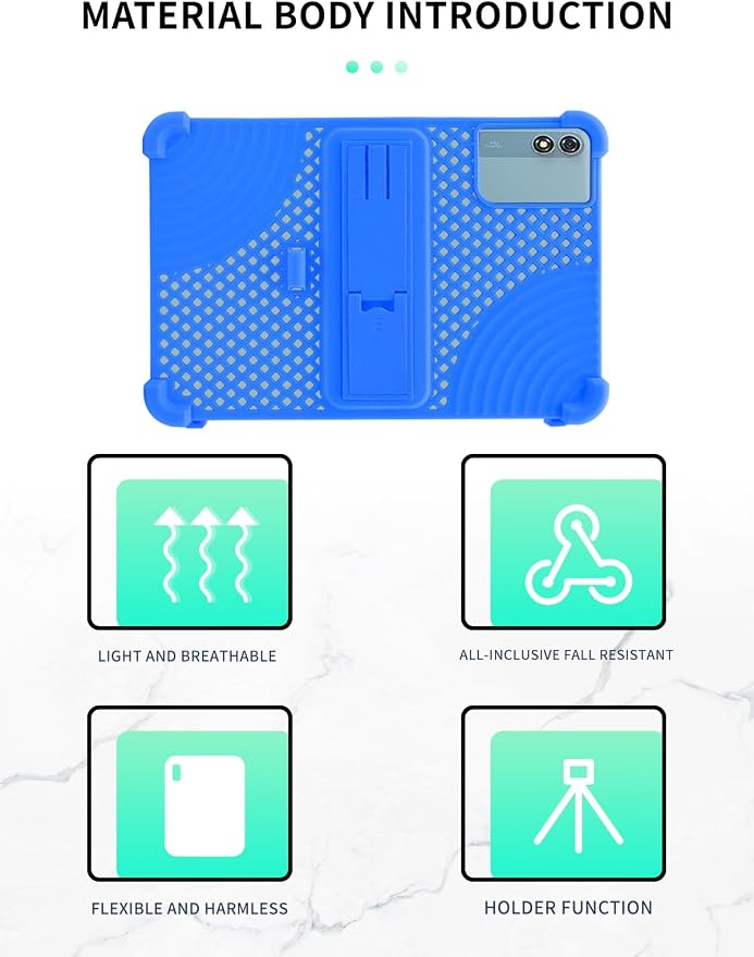 Case for COLORROOM C30 10 inch Android 14 TabletWUNIAK Hollow Back Design Heat Dissipation Shockproof Lightweight Adjustable Kickstand Silicone Shell&ampKids Friendly Soft CaseSky Blue