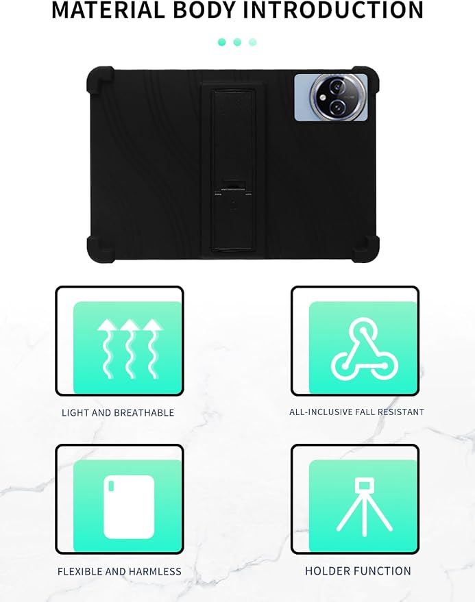 Case for Raemond K80 Tablet 10 Inch Android 15WUNIAK Hollow Back DesignHeat Dissipation Shockproof Lightweight Adjustable Kickstand Silicone Shell&ampKids Friendly Soft CaseBlack