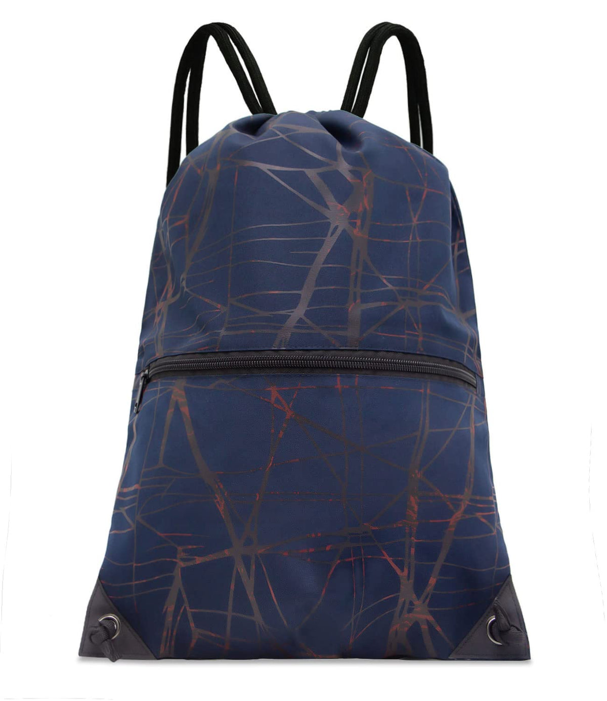 HOLYLUCK Drawstring Backpack Bag Sport Gym Sackpack (metallic-navy blue)