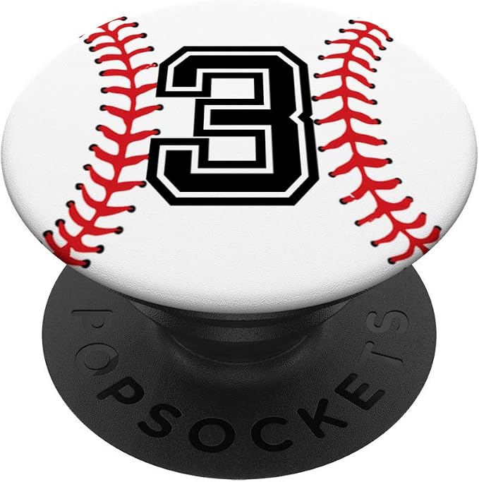 Baseball Player Jersey Number #3 PopSockets Swappable PopGrip