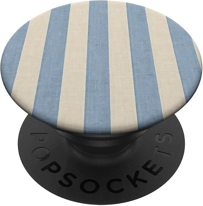 Cream Blue Stripe Pastel Pattern PopSockets PopWallet for MagSafe