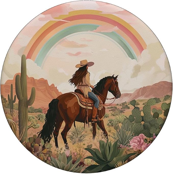 Aesthetic Western Cowgirl Riding Horse Vintage Country Theme PopSockets Adhesive PopGrip