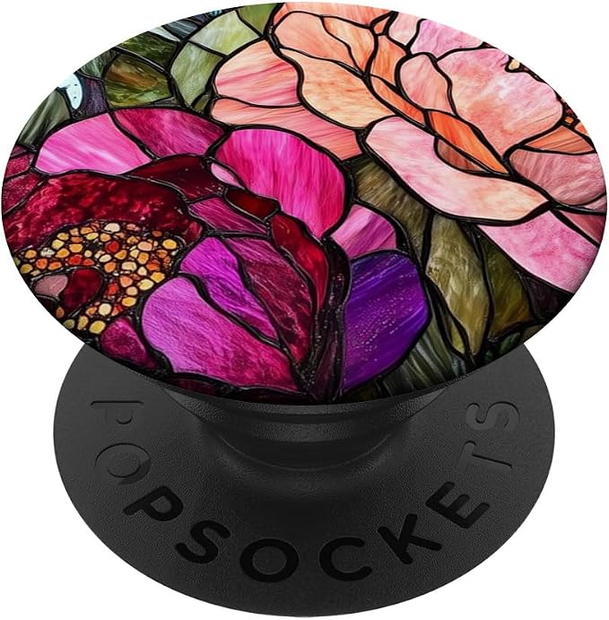Vibrant Peonies in Bold Pink and Red Artwork PopSockets PopWallet for MagSafe
