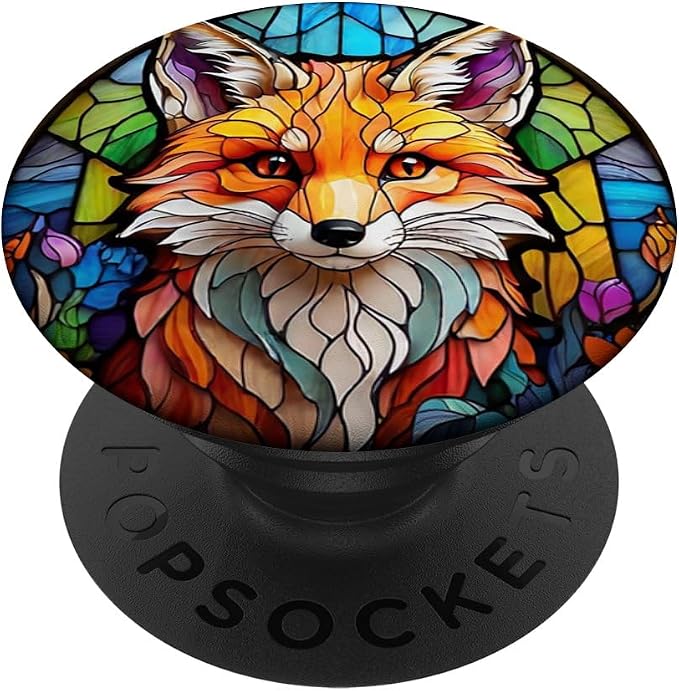 Stained Glass Red Fox PopSockets Adhesive PopGrip