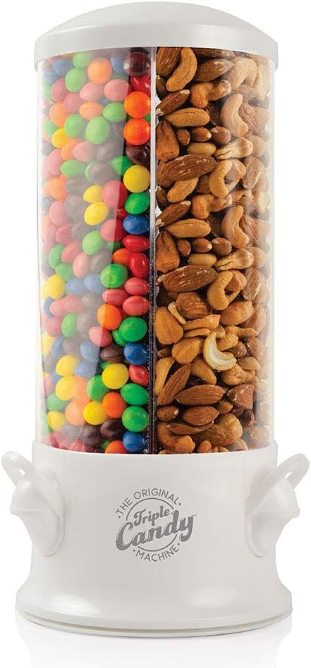 Handy Gourmet Original Triple Candy Machine-Fun Candy & Nut Dispenser-New & Improved (Pearl White), Standard (JB8450PWHI)