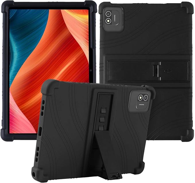 Case for Azeyou M11T12-A733 Android 15 Tablet 12 inchSoft Silicone Protector CoverKids FriendlyAdjustable Stand Tablet Cover4 Corners Thicken ShockproofBlack