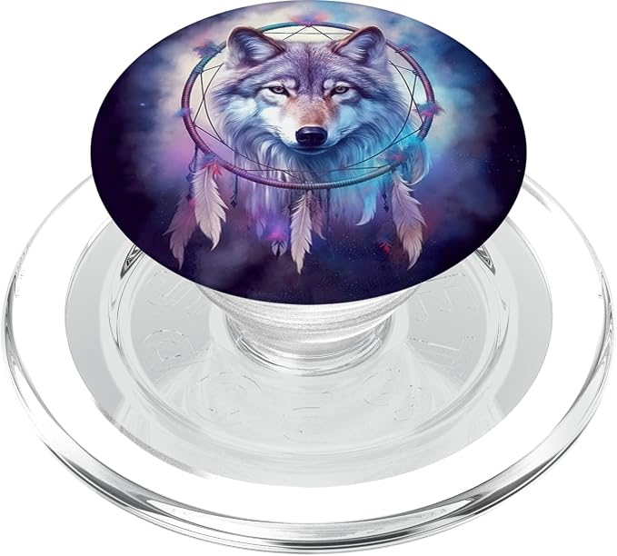 Wolf Dream Catcher Celestial Galaxy Purple PopSockets Adhesive PopGrip