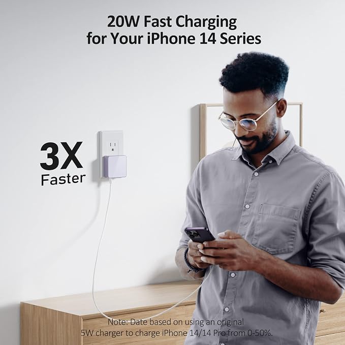 Nekmit USB C Charger Fast Thin Flat 52W 4-Port Wall Charger with Two 20W Power Delivery and 2 USB Port for iPhone 14/14 Pro/14 Pro Max Galaxy Pixel iPad Pro AirPods Pro and More Upgraded