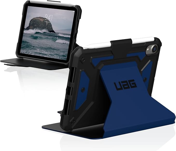 URBAN ARMOR GEAR UAG Designed for iPad mini Case (6th Gen 2021) Rugged Smooth Exterior Material Heavy Duty Multi-Angle Viewing Folio Stand with Pencil Holder Metropolis SE Protective Cover Black