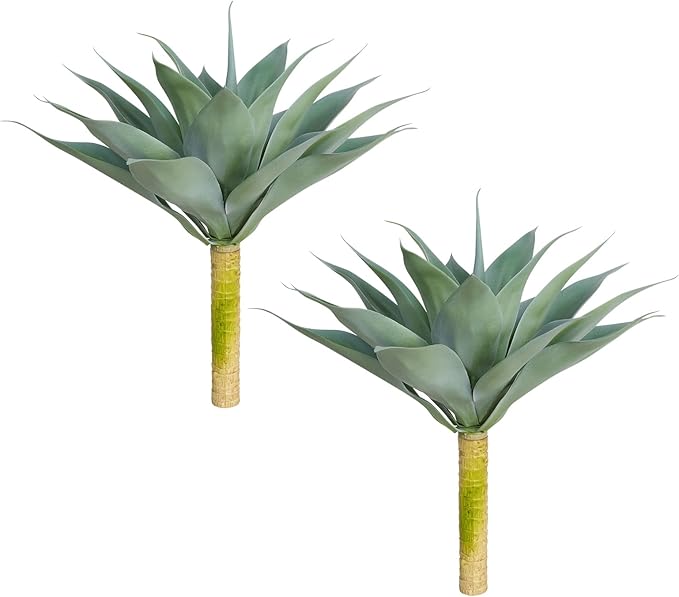 Velener Artificial Outdoor Blue Agave Plant - Small Size UV Resistant Fake Agave Plants for Indoor and Outdoor Decor(18 Inch)-2 Pack